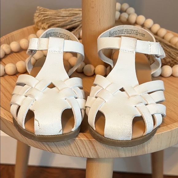 Cat & Jack Toddler Girl White Sandals Size 9 - Picture 1 of 6